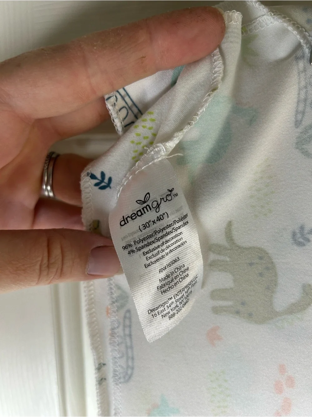 Dream Gro Dinosaur Baby Swaddle Blanket Stretchy Thin White Green Blue Tan Tree